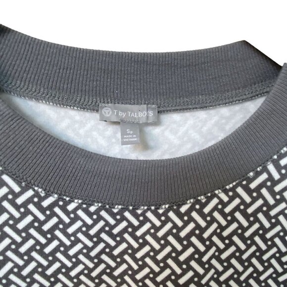 T by Talbots Top Size Small Cozy Pullover Gray Geo Print Long Sleeve Modal - Picture 5 of 9